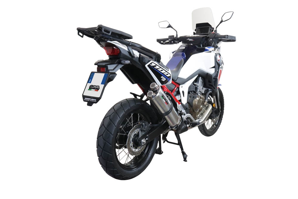 GPR auspuff kompatibel mit  Honda Crf 1000 L Africa Twin Adventure Sport 2018-2020, Dual Inox, Zugelassener legaler Slip-On-Auspuff mit Abe, einschließlich abnehmbarem DB-Killer und Verbindungsrohr 
