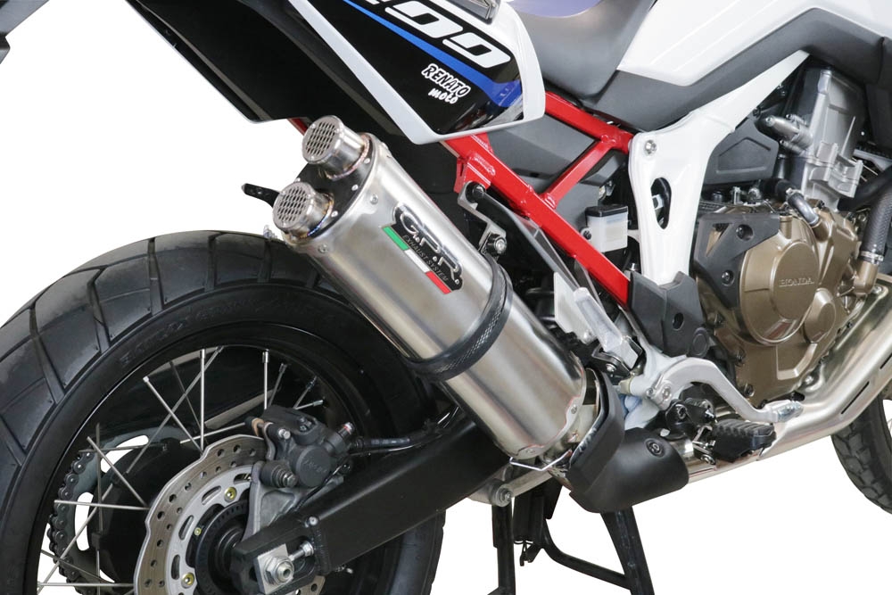 GPR auspuff kompatibel mit  Honda Crf 1000 L Africa Twin Adventure Sport 2018-2020, Dual Inox, Zugelassener legaler Slip-On-Auspuff mit Abe, einschließlich abnehmbarem DB-Killer und Verbindungsrohr 