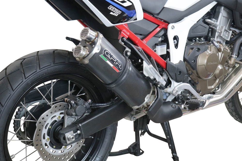 GPR auspuff kompatibel mit  Honda Crf 1100 L Africa Twin 2025-2026, Dual Poppy, Zugelassener legaler Slip-On-Auspuff mit Abe, einschließlich abnehmbarem DB-Killer und Verbindungsrohr 