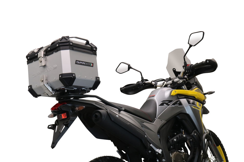 GPR TECH Voge 300Rally 2022/2024 e5 Topcase aus Aluminium, silberfarben mit spezifischer Platte inklusive Kapazität Liter 26