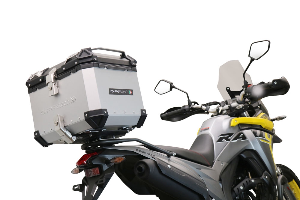 GPR TECH Voge 300Rally 2022/2024 e5 Topcase aus Aluminium, silberfarben mit spezifischer Platte inklusive Kapazität Liter 35