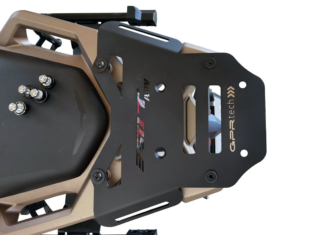 GPR TECH Zontes 350 T1 ADV 2022/2024 e5 Spezifische Montageplatte Top Case ALPITECH 35 LT Spezifische Platte zur Befestigung, kompatibel mit dem Original-Gepäckträger, aus Titan mit 4 Verankerungspunkten