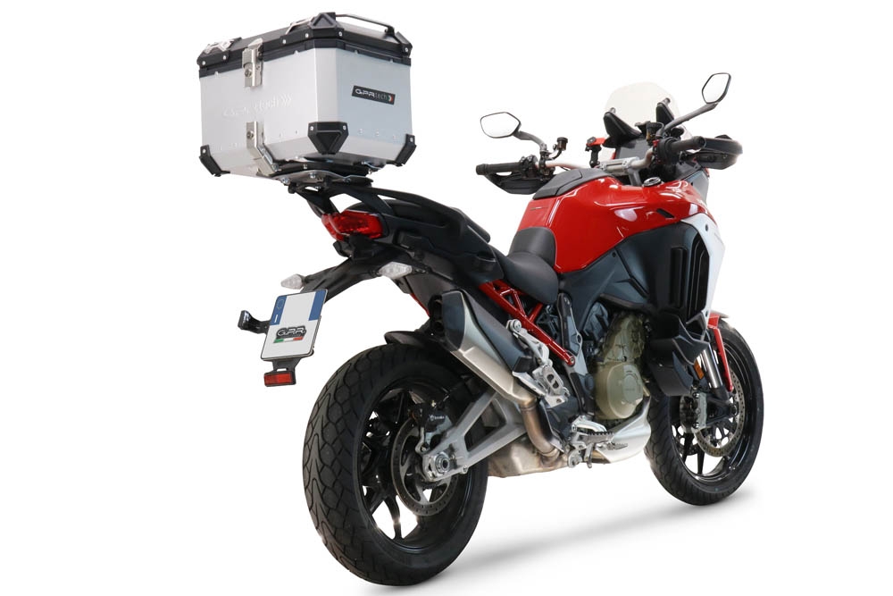 GPR TECH Ducati Multistrada V4 / V4S / V4S Sport 1100 2021/2024 Topcase aus Aluminium, silberfarben mit spezifischer Platte inklusive Kapazität Liter 55