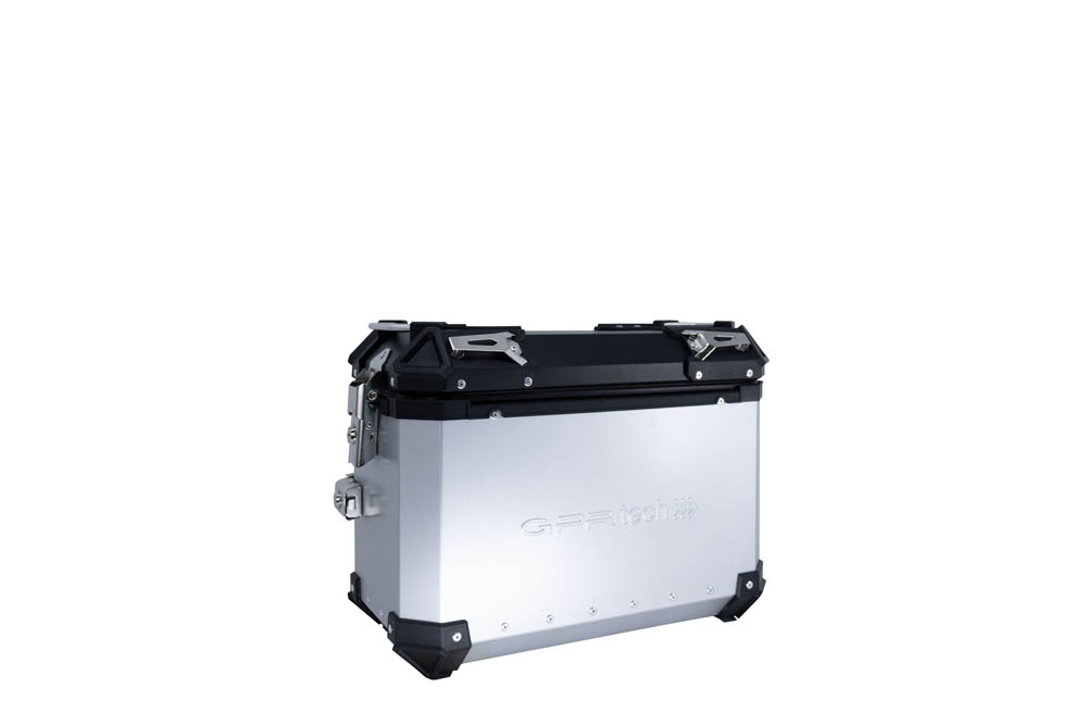 GPR TECH Bmw F 850 Gs 2021/2023 e5 Seitenkofferpaar aus Aluminium mit konturierter rechter Seite, Farbe Silber mit speziellem Gepäckträger Fassungsvermögen 38 Liter + 32 Liter