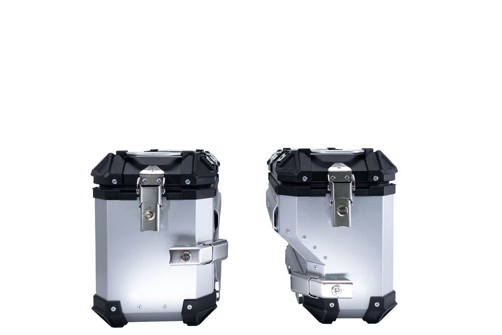 GPR TECH Bmw F 850 Gs 2021/2023 e5 Seitenkofferpaar aus Aluminium mit konturierter rechter Seite, Farbe Silber mit speziellem Gepäckträger Fassungsvermögen 38 Liter + 32 Liter