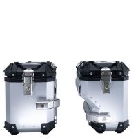 GPR TECH Bmw R 1250 Gs 2021/2024 e5 Seitenkofferpaar aus Aluminium mit konturierter rechter Seite, Farbe Silber mit speziellem Gepäckträger Fassungsvermögen 38 Liter + 32 Liter