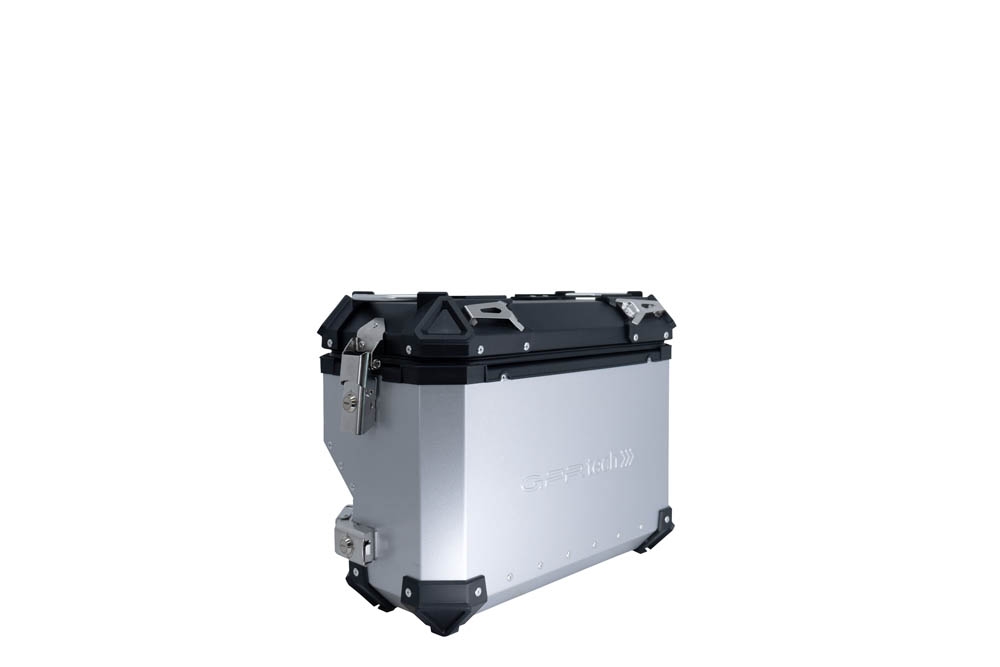 GPR TECH Bmw F 850 Gs 2021/2023 e5 Seitenkofferpaar aus Aluminium mit konturierter rechter Seite, Farbe Silber mit speziellem Gepäckträger Fassungsvermögen 38 Liter + 32 Liter