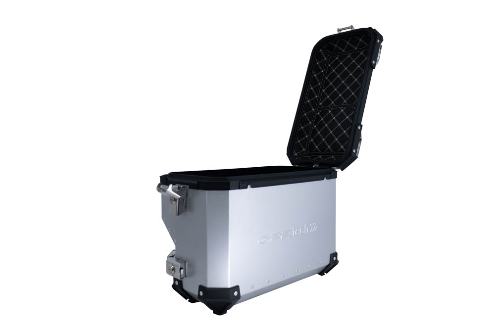 GPR TECH Bmw F 850 Gs 2021/2023 e5 Seitenkofferpaar aus Aluminium mit konturierter rechter Seite, Farbe Silber mit speziellem Gepäckträger Fassungsvermögen 38 Liter + 32 Liter