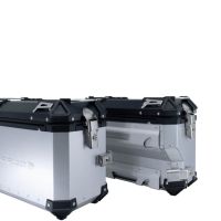 GPR TECH Bmw F 850 Gs 2021/2023 e5 Seitenkofferpaar aus Aluminium mit konturierter rechter Seite, Farbe Silber mit speziellem Gepäckträger Fassungsvermögen 38 Liter + 32 Liter