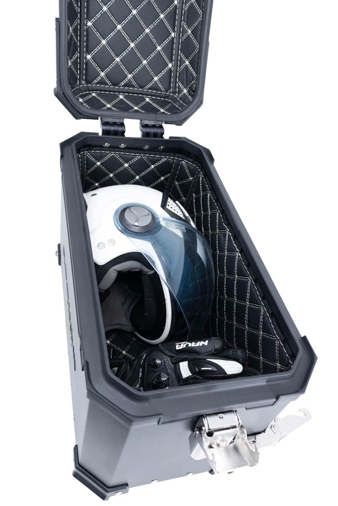 GPR TECH Bmw F 850 Gs 2021/2023 e5 Seitenkofferpaar aus Aluminium mit konturierter rechter Seite, Farbe Silber mit speziellem Gepäckträger Fassungsvermögen 38 Liter + 32 Liter