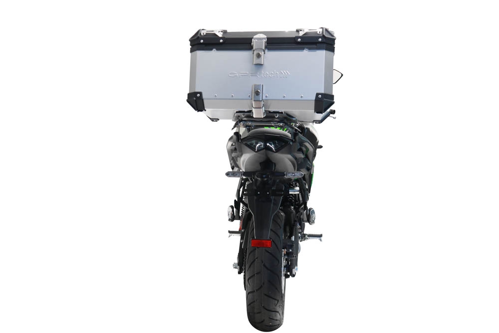 GPR TECH Kawasaki Versys 650 2023/2024 e5 plus Topcase aus Aluminium, silberfarben mit spezifischer Platte inklusive Kapazität Liter 35
