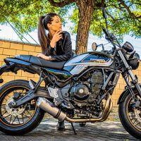 GPR auspuff kompatibel mit  Kawasaki Z 650 RS 2021-2023, Satinox, Homologierte auspuff für lärm mit verbindungsrohr und katalysator 