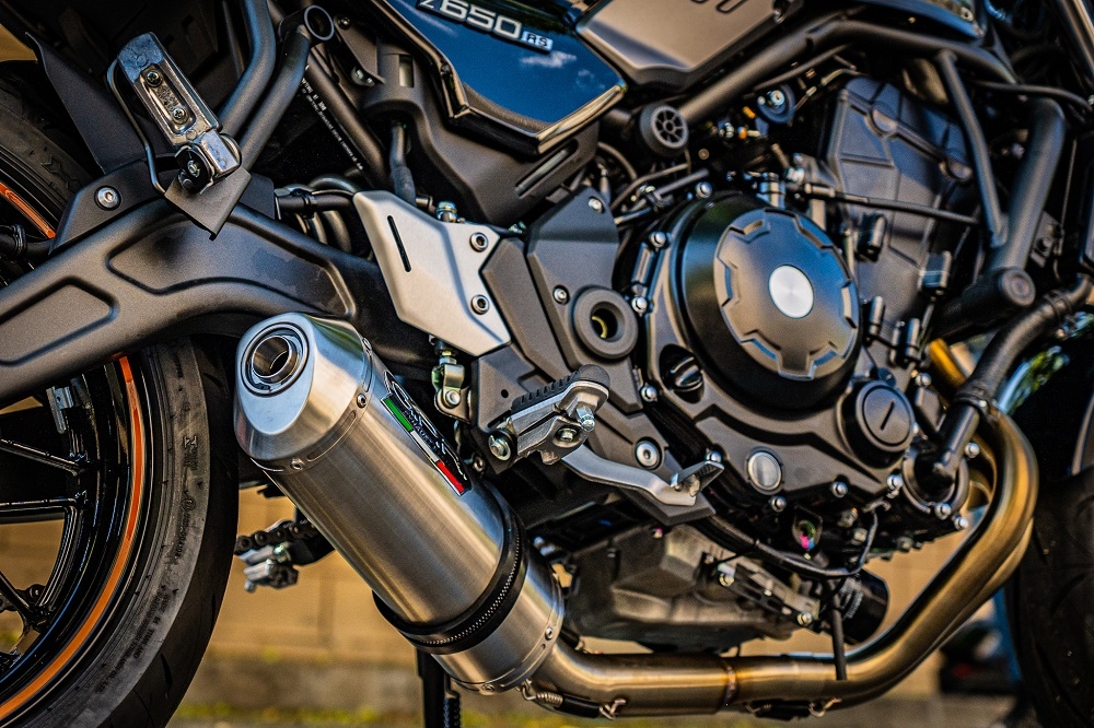 GPR auspuff kompatibel mit  Kawasaki Z 650 RS 2021-2023, Satinox, Homologierte auspuff für lärm mit verbindungsrohr und katalysator 