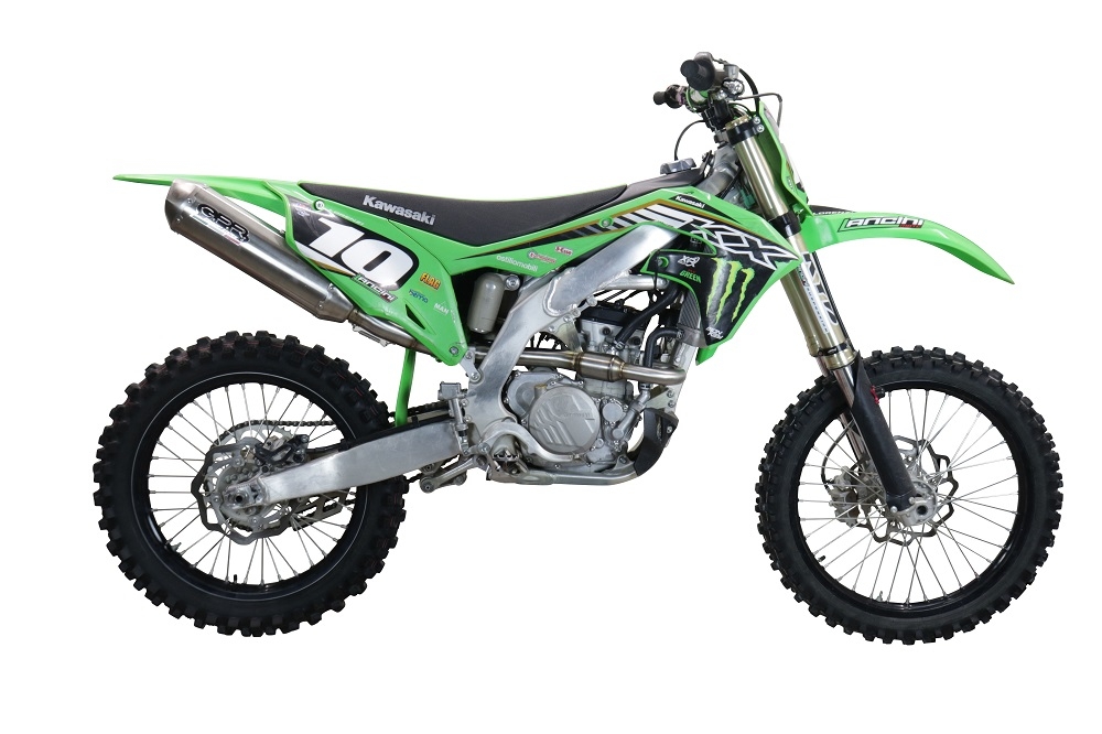 GPR auspuff kompatibel mit  Kawasaki KX 250 F 2021-2023, Pentacross FULL Titanium, Slip-On-Auspuff für Off-Road-Rennen mit Verbindungsrohr und abnehmbarem DB-Killer-Funkenfänger 
