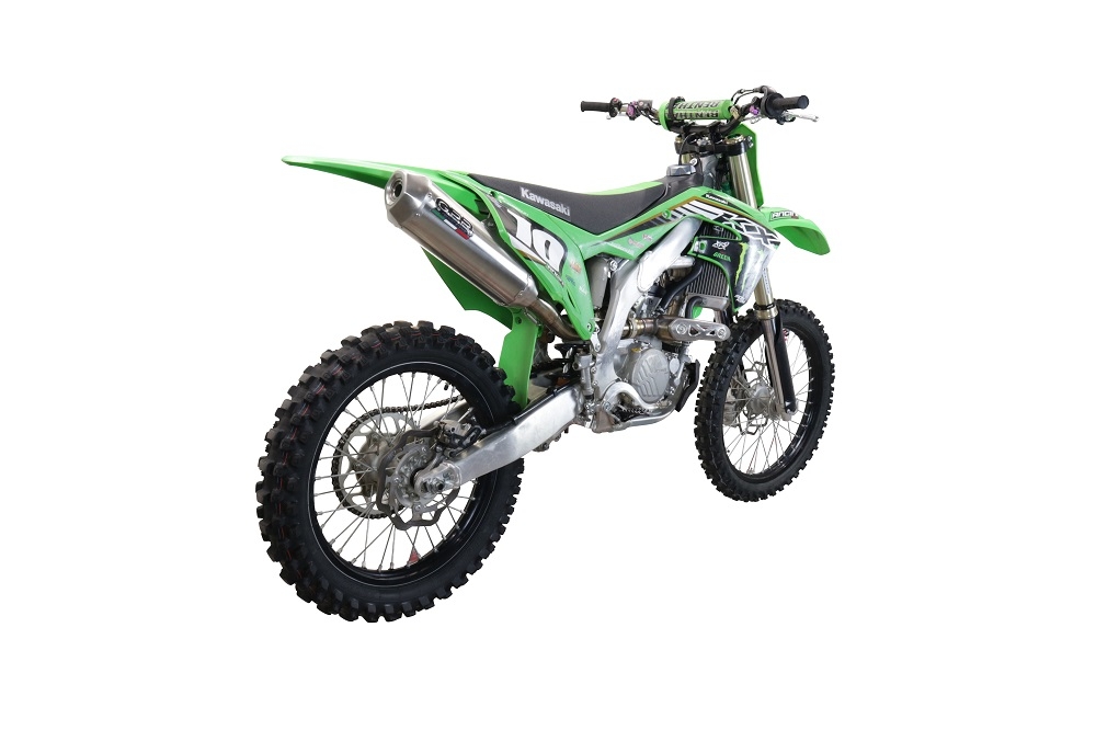 GPR auspuff kompatibel mit  Kawasaki KX 250 X 2021-2022, Pentacross Inox, Slip-On-Auspuff für Off-Road-Rennen mit Verbindungsrohr und abnehmbarem DB-Killer-Funkenfänger 