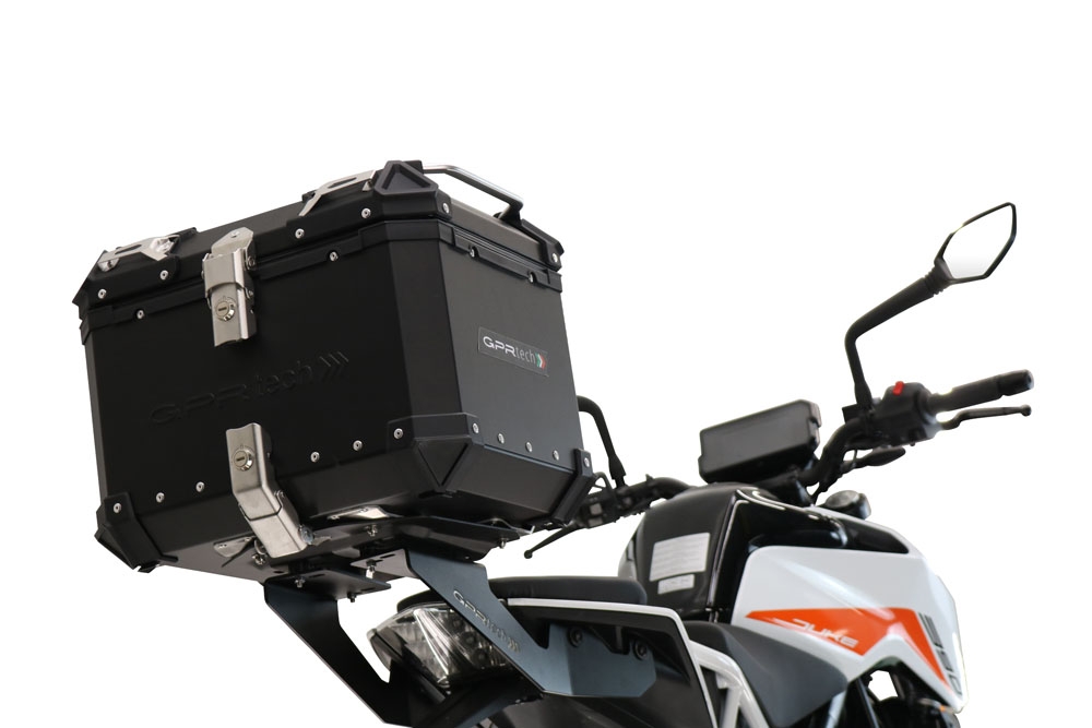 GPR TECH Ktm Duke 125 2017/2020 e4 Topcase aus Aluminium, Inklusive Stahlplatte und Aluminium-Dachträger Kapazität Liter 26