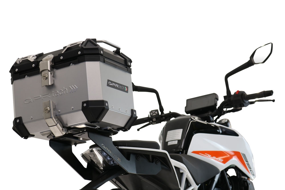 GPR TECH Ktm Duke 125 2021/2023 e5 Topcase aus Aluminium, Inklusive Stahlplatte und Aluminium-Dachträger Kapazität Liter 45
