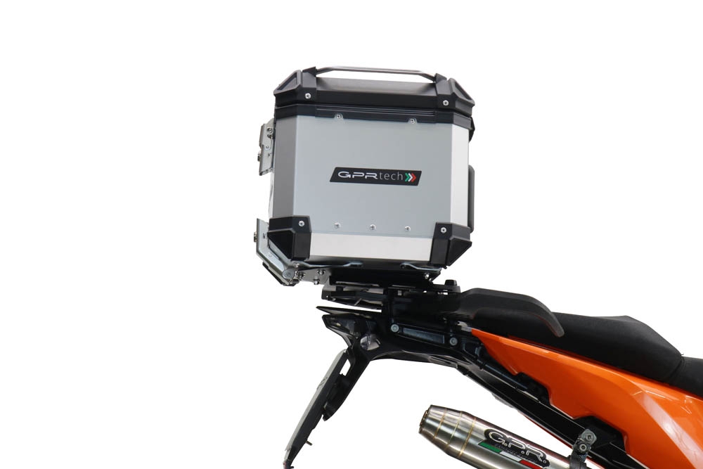 GPR TECH Ktm Lc 8 1290 Super Adv 2017/2020 e4 Topcase aus Aluminium, silberfarben mit spezifischer Platte inklusive Kapazität Liter 55