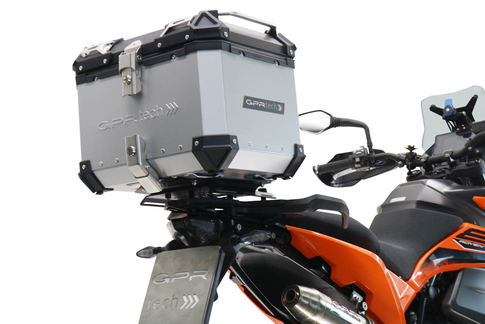 GPR TECH Ktm Lc 8 1290 Super Adv 2017/2020 e4 Topcase aus Aluminium, silberfarben mit spezifischer Platte inklusive Kapazität Liter 55