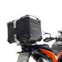 GPR TECH Ktm Adventure 890 - 890 R Rally 2020/2024 e5 Topcase aus Aluminium, schwarze Farbe mit spezifischer Platte enthalten Kapazität Liter 45