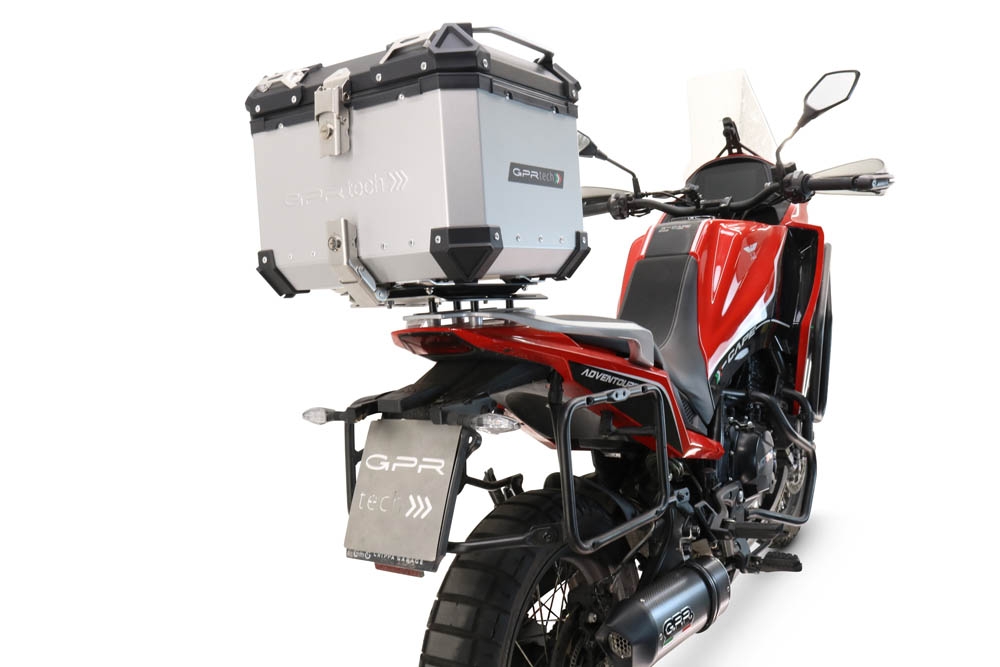 GPR TECH Moto Morini X-CAPE 650 2021/2024 e5 Topcase aus Aluminium, silberfarben mit spezifischer Platte inklusive Kapazität Liter 35