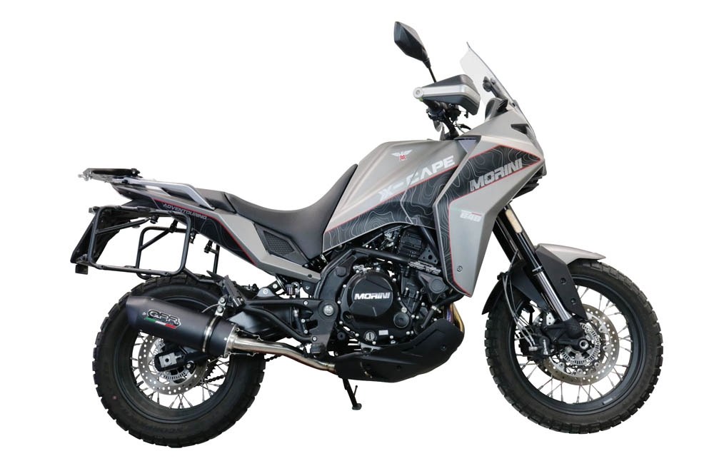 GPR auspuff kompatibel mit  Moto Morini X-CAPE 650 2021-2024, Furore Evo4 Nero, Zugelassener legaler Mid-Full-Systemauspuff mit ABE, einschließlich abnehmbarem DB-Killer und Katalysator 