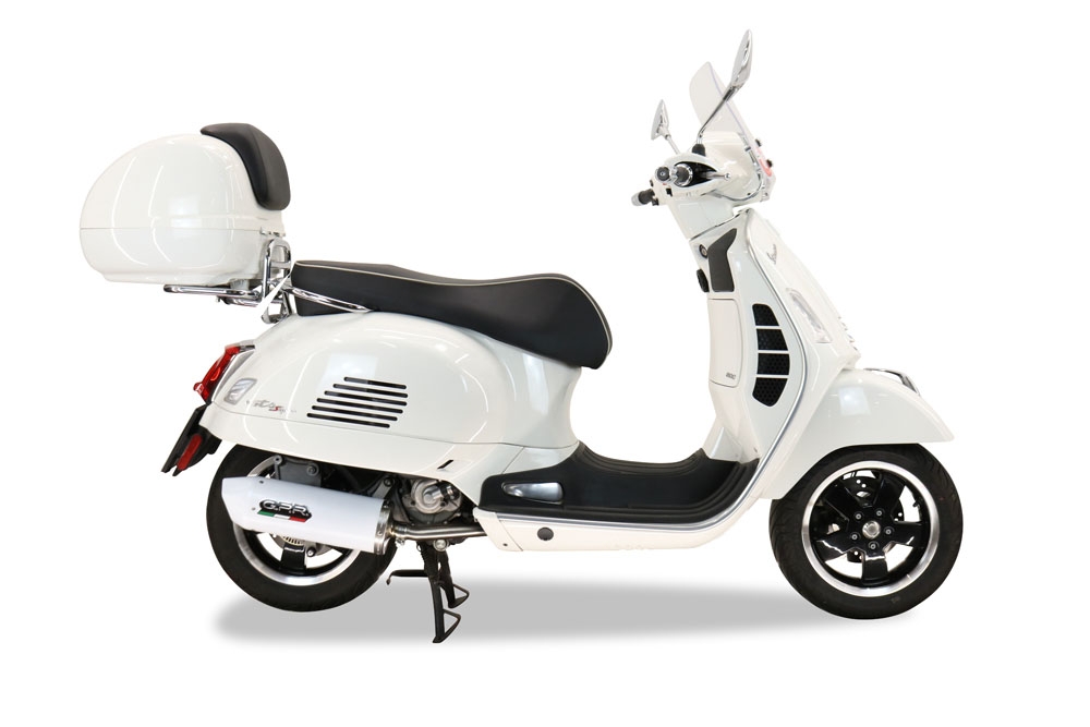 GPR auspuff kompatibel mit  Piaggio Vespa 300 Gts - Gtv - Touring - Super  2019-2020, Albus Ceramic, Racing-Komplettsystem-Auspuff, einschließlich Krümmer und abnehmbarem DB-Killer 
