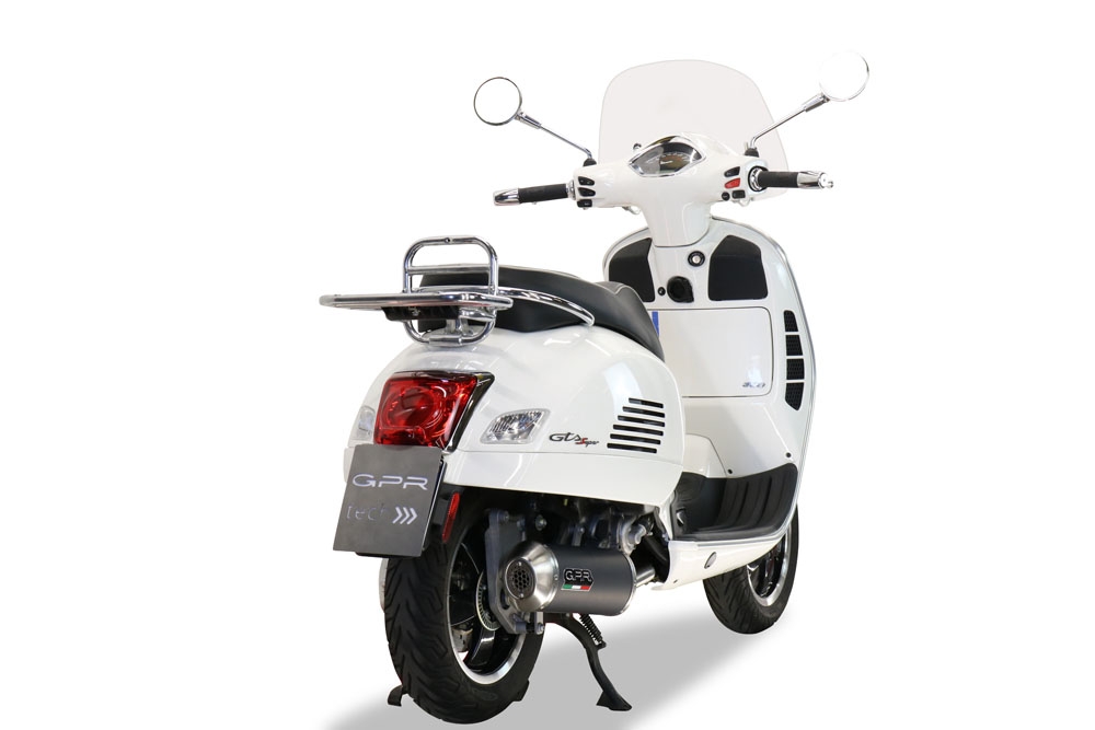 GPR auspuff kompatibel mit  Piaggio Vespa Gt - Gtv 250 I.E.  2007-2009, Evo4 Road, Racing-Komplettsystem-Auspuff, einschließlich Krümmer und abnehmbarem DB-Killer 