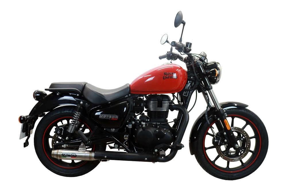 GPR auspuff kompatibel mit  Royal Enfield Meteor 350 2021-2023, Deeptone Inox, Rennauspuff, mit Verbindungsrohren, Artikel ohne Genehmigung 