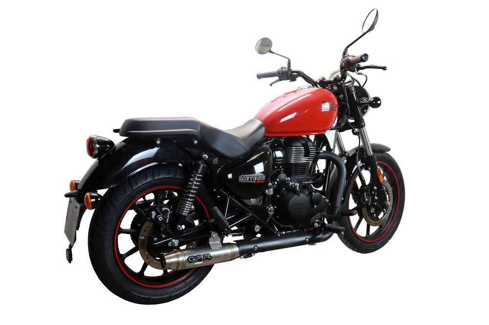 GPR auspuff kompatibel mit  Royal Enfield Meteor 350 2021-2023, Deeptone Inox, Rennauspuff, mit Verbindungsrohren, Artikel ohne Genehmigung 