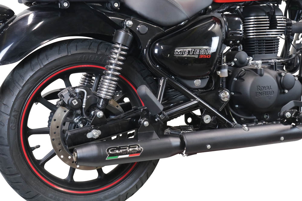 GPR auspuff kompatibel mit  Royal Enfield Meteor 350 2021-2023, Deeptone Nero, Rennauspuff, mit Verbindungsrohren, Artikel ohne Genehmigung 