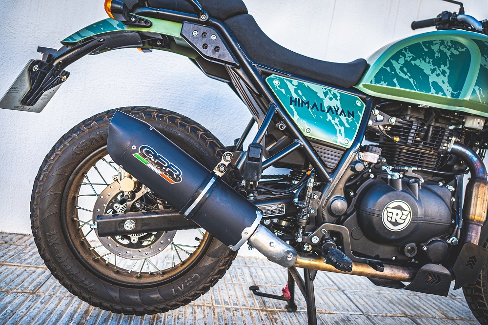 GPR auspuff kompatibel mit  Royal Enfield Himalayan 410 Diam.36mm 2017-2020, Furore Nero, Rennauspuff, mit Verbindungsrohren, Artikel ohne Genehmigung 