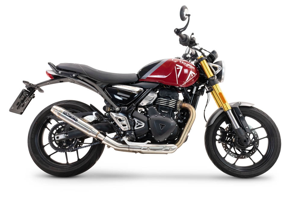 GPR auspuff kompatibel mit  Triumph Scrambler 400 X 2023-2025, Deeptone Inox, Zugelassener legaler Slip-On-Auspuff mit Abe, einschließlich abnehmbarem DB-Killer und Verbindungsrohr 