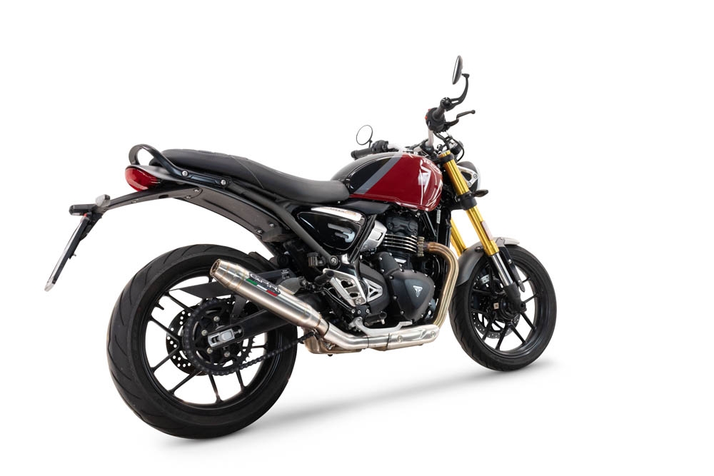 GPR auspuff kompatibel mit  Triumph Scrambler 400 X 2023-2025, Deeptone Inox, Zugelassener legaler Slip-On-Auspuff mit Abe, einschließlich abnehmbarem DB-Killer und Verbindungsrohr 