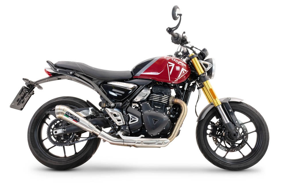 GPR auspuff kompatibel mit  Triumph Scrambler 400 X 2023-2025, Powercone Evo, Zugelassener legaler Slip-On-Auspuff mit Abe, einschließlich abnehmbarem DB-Killer und Verbindungsrohr 