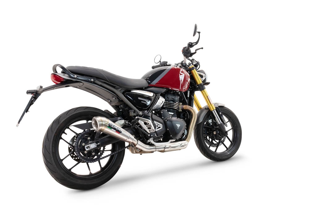 GPR auspuff kompatibel mit  Triumph Scrambler 400 X 2023-2025, Powercone Evo, Zugelassener legaler Slip-On-Auspuff mit Abe, einschließlich abnehmbarem DB-Killer und Verbindungsrohr 