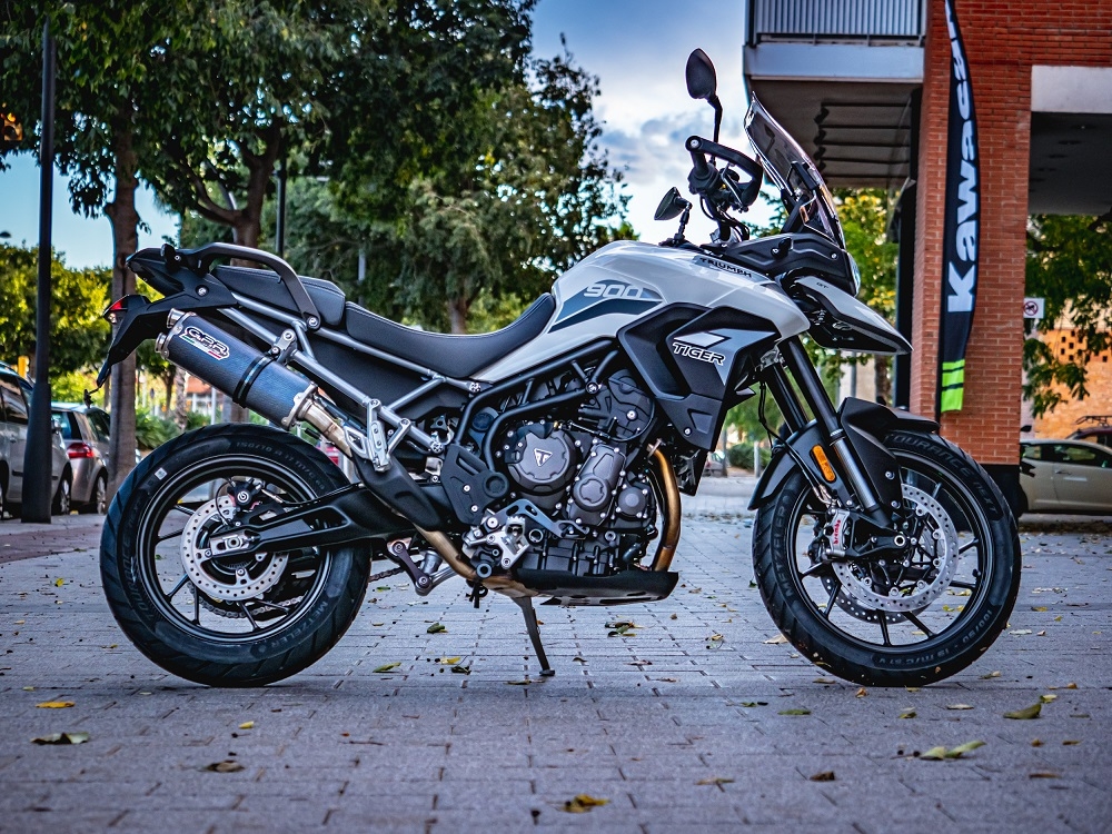 GPR auspuff kompatibel mit  Triumph Tiger 850 2020-2024, Dual Poppy, Zugelassener legaler Slip-On-Auspuff mit Abe, einschließlich abnehmbarem DB-Killer und Verbindungsrohr 
