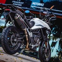 GPR auspuff kompatibel mit  Triumph Tiger 850 2020-2024, Dual Poppy, Zugelassener legaler Slip-On-Auspuff mit Abe, einschließlich abnehmbarem DB-Killer und Verbindungsrohr 