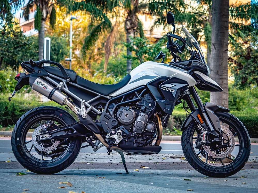 GPR auspuff kompatibel mit  Triumph Tiger 900 2020-2023, New Grand Prix Evo Titanium, Zugelassener legaler Slip-On-Auspuff mit Abe, einschließlich abnehmbarem DB-Killer und Verbindungsrohr 