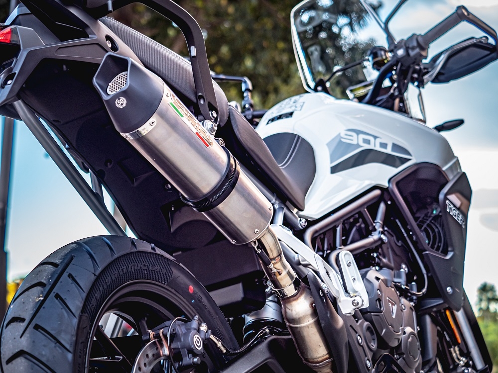 GPR auspuff kompatibel mit  Triumph Tiger 900 2020-2023, New Grand Prix Evo Titanium, Zugelassener legaler Slip-On-Auspuff mit Abe, einschließlich abnehmbarem DB-Killer und Verbindungsrohr 