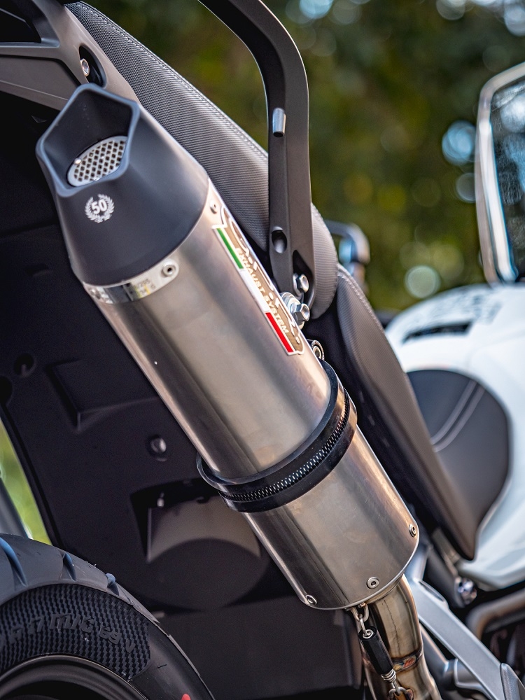 GPR auspuff kompatibel mit  Triumph Tiger 900 2020-2023, New Grand Prix Evo Titanium, Zugelassener legaler Slip-On-Auspuff mit Abe, einschließlich abnehmbarem DB-Killer und Verbindungsrohr 