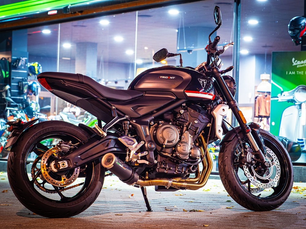 GPR auspuff kompatibel mit  Triumph Trident 660 2021-2024, M3 Black Titanium, Racing-Komplettsystem-Auspuff, einschließlich Krümmer und abnehmbarem DB-Killer 