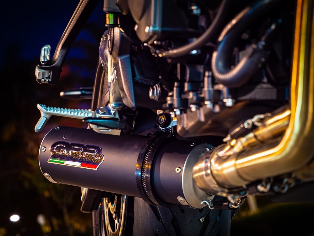 GPR auspuff kompatibel mit  Triumph Trident 660 2021-2024, M3 Black Titanium, Racing-Komplettsystem-Auspuff, einschließlich Krümmer und abnehmbarem DB-Killer 