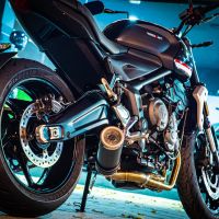 GPR auspuff kompatibel mit  Triumph Trident 660 2021-2024, M3 Black Titanium, Racing-Komplettsystem-Auspuff, einschließlich Krümmer und abnehmbarem DB-Killer 