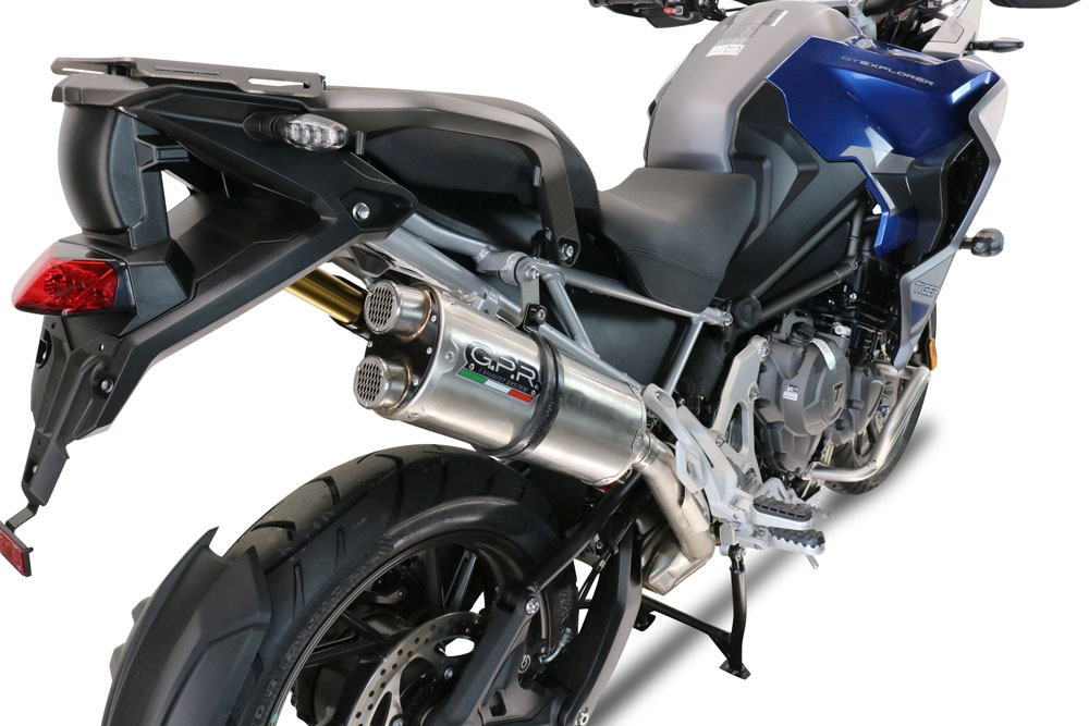 GPR auspuff kompatibel mit  Triumph Tiger 1200 Gt - Rally 2022-2024, Dual Inox, Zugelassener legaler Slip-On-Auspuff mit Abe, einschließlich abnehmbarem DB-Killer und Verbindungsrohr 