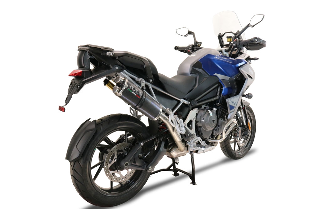 GPR auspuff kompatibel mit  Triumph Tiger 1200 Gt - Rally 2022-2024, Dual Poppy, Zugelassener legaler Slip-On-Auspuff mit Abe, einschließlich abnehmbarem DB-Killer und Verbindungsrohr 
