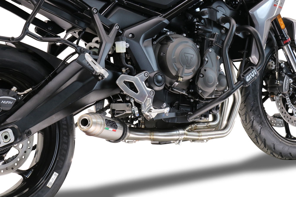 GPR auspuff kompatibel mit  Triumph Trident 660 2021-2024, Deeptone Inox, Racing-Komplettsystem-Auspuff, einschließlich Krümmer und abnehmbarem DB-Killer 