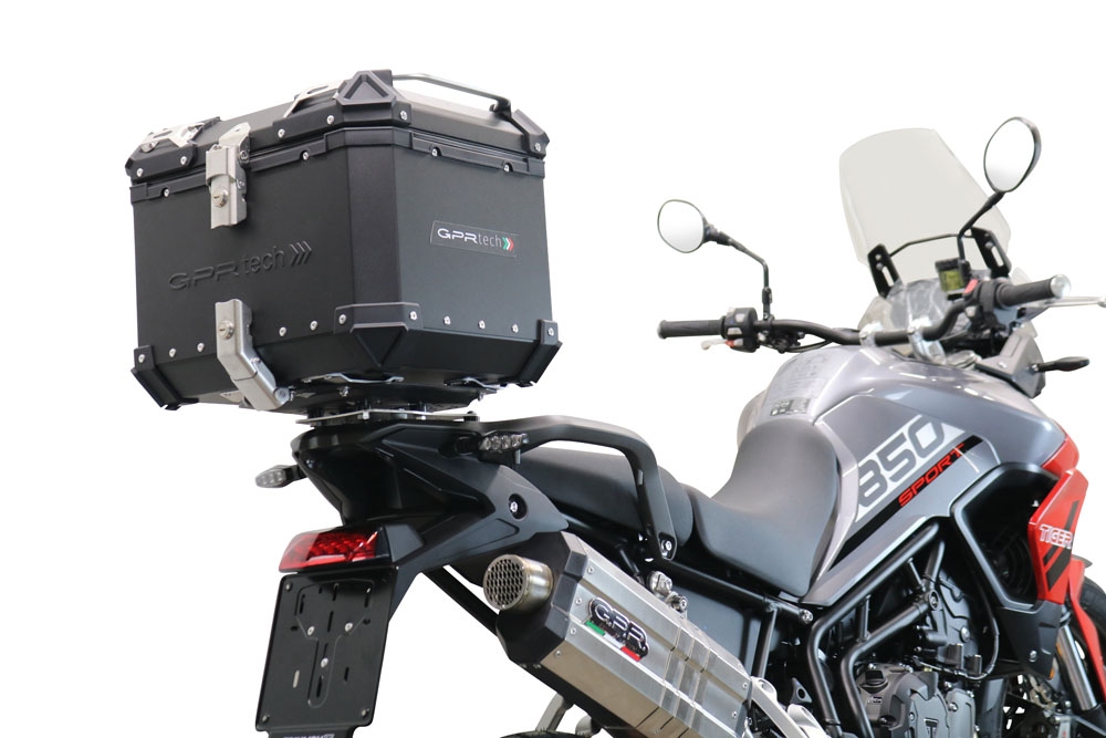 GPR TECH Triumph Tiger 1200 Gt - Rally 2022/2024 e5 Topcase aus Aluminium, schwarze Farbe mit spezifischer Platte enthalten Kapazität Liter 35