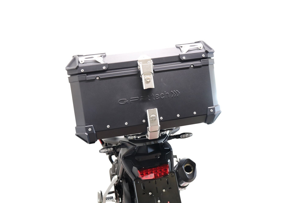 GPR TECH Triumph Tiger 1200 Gt - Rally 2022/2024 e5 Topcase aus Aluminium, schwarze Farbe mit spezifischer Platte enthalten Kapazität Liter 55