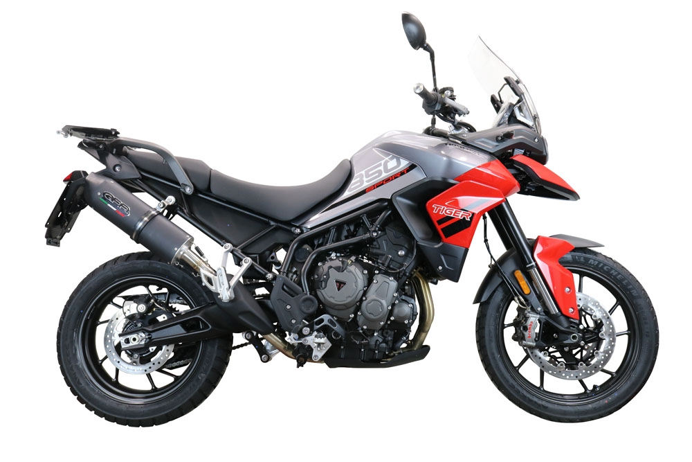 GPR auspuff kompatibel mit  Triumph Tiger 850 2020-2024, Furore Evo4 Nero, Zugelassener legaler Slip-On-Auspuff mit Abe, einschließlich abnehmbarem DB-Killer und Verbindungsrohr 